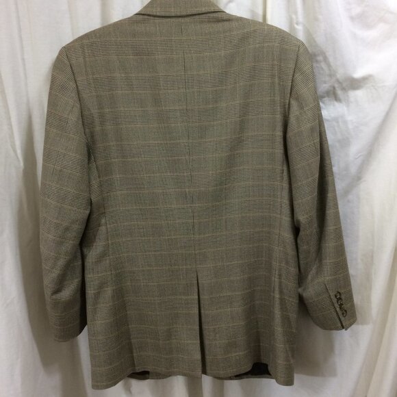 Jos A Bank Sport Coat Blazer Light Brown Plaid Silk Wool Blend 2 Button 42L - Picture 5 of 7